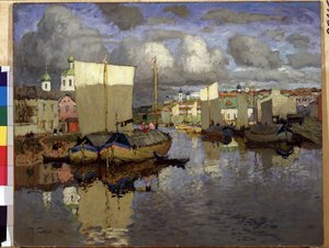「プスコフ」 コンスタンチン (コンスタンチン) ゴルバトフ (1876-1945) による絵画 1919年 国立ロシア美術館、サンクトペテルブルク 作： Konstantin Ivanovich Gorbatov