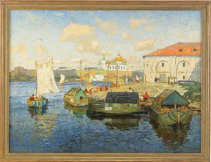 ヴォルガ川沿いの町、1913 作： Konstantin Ivanovich Gorbatov