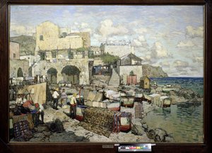 イレ・ド・カプリ（イタリア）の眺め。 （カプリ島の眺め）。 Konstantin（Constantin）Ivanovich Gorbatov（1876-1945）による絵画、キャンバスの油。 ロシアの芸術20世紀、リアリズム。 地域W.Wereshchagin Art Museum、Mykolav（またはニコラエフ、ウクライナ） 作： Konstantin Ivanovich Gorbatov
