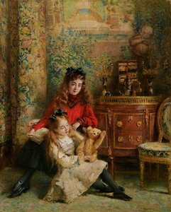 テディベアを抱いた娘たち、オルガとマリーナの肖像