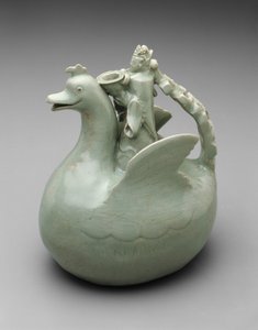 ボウルを持った王冠のライダーと鳥の形をした水差し 作： Korean School