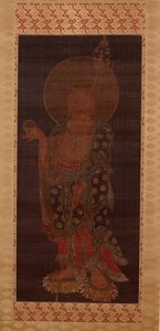 地蔵菩薩 (地蔵菩薩)、13 世紀後半または 14 世紀前半 (絹に墨、色、金)