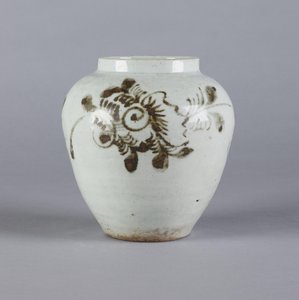 花柄の壺、李朝、1392-1910（セラミック） 作： Korean School