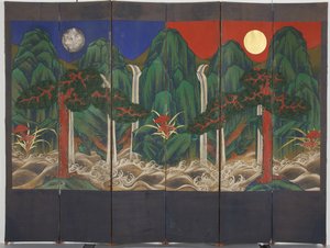 横長（パネル上のテンペラと金箔） 作： Korean School