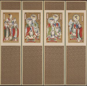 行列シーン、朝鮮王朝（紙と絹の色）