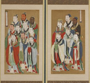 行列シーン、朝鮮王朝（紙と絹の色）