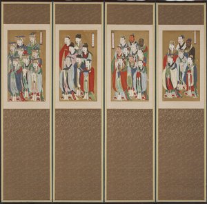 行列シーン、朝鮮王朝（紙と絹の色）