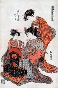彼女のトイレの遊女、19世紀。 作： Koriusai
