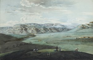 白人のミネラルウォーターとキスロヴォツク要塞の眺め、1805 作： Korneev