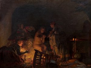 1888年、ソフィー・アマリー女王の使用人によって服を脱がされ、捜索されるレオノーラ・クリスティーナ。