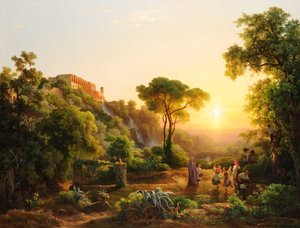 ブドウの収穫のシーンを含むTivoliの風景 作： Károly Markó