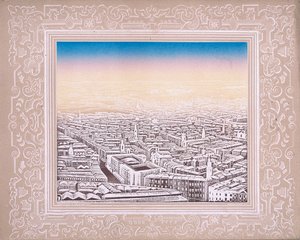 飾り枠のあるロンドンの空撮、c1845 作： Kronheim and Co