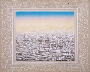 飾り枠のあるロンドンの空撮、c1845 作： Kronheim and Co