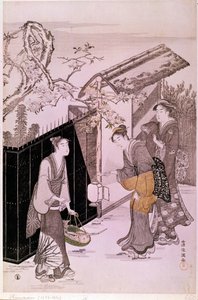 久保春満（1757-1820）の版画「春の歌会始」より。パリ、ギメ美術館、国立アジア美術館 作： Kubo Shumman