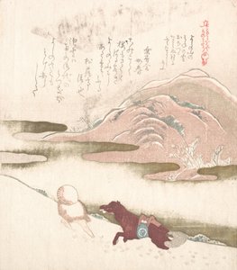 雪景色、19 世紀。 作： Kubo Shunman