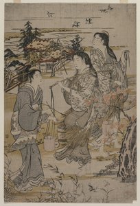 塩バケツを持つ女性。 六多摩川無題 陸奥国野田多摩川 作： Kubo Shunman