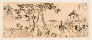 蘇安で敗戦した中国兵を攻撃する佐藤分遣隊 作： Kubota Beisen