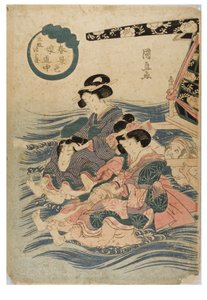 旅をする若い女性の春の情景、1786～1864年頃（紙に木版画）