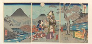 信濃の田んぼに映る月 信州たごとのつき 作： Kunisada (II) , Utagawa