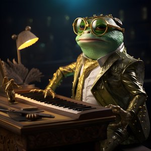 サングラスとピアノを持ったカエル役のエルトン・ジョン 3