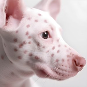 モアレ模様の白い動物ダルメシアンの斑点にピンクの豚の魅惑的なクローズアップ2