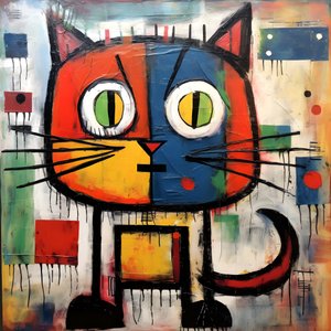 ピカソ、ジョアン・ミロ、バスキア風のかわいい猫 2