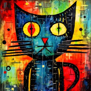 ピカソ、ジョアン・ミロ、バスキア風のかわいい猫 3