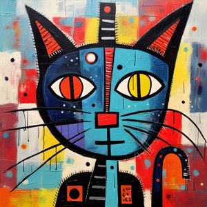 ピカソ、ジョアン・ミロ、バスキア風のかわいい猫 4