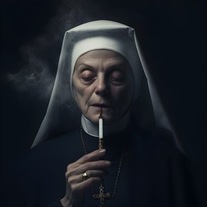 葉巻を吸うダイヤモンドのネックレスの修道女 1 作： Kurt Heppke