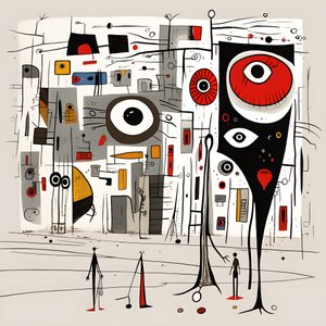 ジョアン・ミロのシュールなイラスト。4