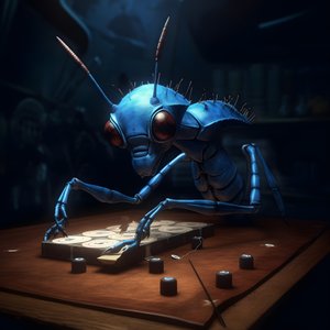 眉毛と青い目の擬人化された野生のアリ 2