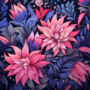 ピンクとブルーの花束 1
