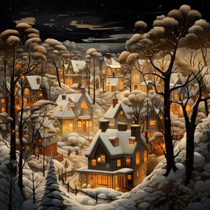 雪に覆われた夜の村 1 作： Kurt Heppke