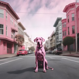 サンフランシスコのど真ん中にピンクの犬 1