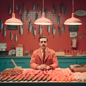 1950年代のポーランドの魚屋のシュールなイメージ 2