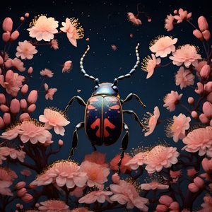 キノコを背景にした銅のイラスト 2