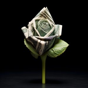 100ドル札でできた薔薇。