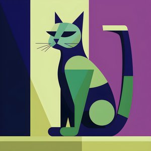 印象的なコントラストを生み出すために、シルバーの猫のコンテンツは、モダニズムのクリーンなラインのスタイルで配置されている。