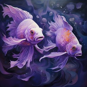 紫色の2匹の魚 2