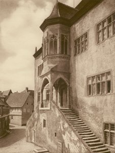 Dettelbach a Main、Rathaus; メインのデッテルバッハ、市庁舎 (b/w 写真) 作： Kurt Hielscher