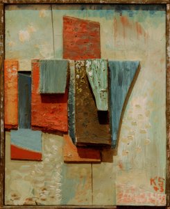 着色された木造 作： Kurt Schwitters