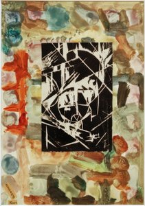 無題（抽象絵画の木版画とのコラージュ） 作： Kurt Schwitters