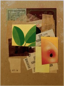 無題（りんごのかけらと緑の葉） 作： Kurt Schwitters