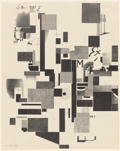 無題, no. 2 of 6 ポートフォリオから Merz 3. Kurt Schwitters 6 lithographs. メルツフォルダ。 Merz 出版社の最初のポートフォリオ (Merz 3. Kurt Schwitters 6 lithos. Merz Portfolio. Merz Publisher の最初のポートフォリオ) 作： Kurt Schwitters