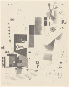 無題, no. 6 of 6 ポートフォリオから Merz 3. Kurt Schwitters 6 lithographs. メルツフォルダ。 Merz 出版社の最初のポートフォリオ (Merz 3. Kurt Schwitters 6 lithos. Merz Portfolio. Merz Publisher の最初のポートフォリオ) 作： Kurt Schwitters