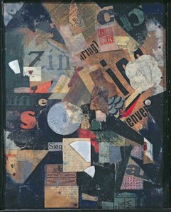 勝利」（新聞紙に油彩・コラージュ 作： Kurt Schwitters