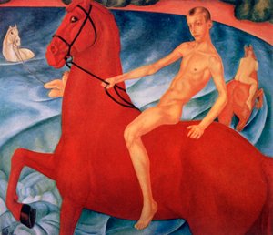 「赤い馬の入浴」、1912 作： Kuz