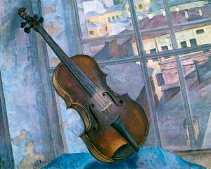 「ヴァイオリンのある静物」、1918 作： Kuz