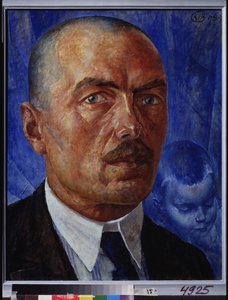 自画像。 Kuzma Sergeevich Petrov Vodkin (Petrov-Vodkin) (Kouzma Petrov Vodkin) (Petrov-Vodkin) (1878-1939)、キャンバスに油彩による絵画 作： Kuzma Sergeevich Petrov Vodkin