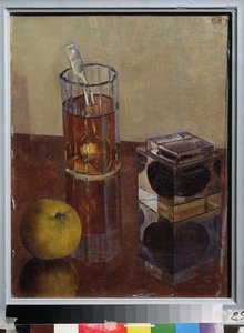 墨壷のある静物。 Kuzma Sergeyevich Petrov Vodkin (Petrov-Vodkin) (Kouzma Petrov Vodkin) (Petrov-Vodkin) (1878-1939)、キャンバスに油彩による絵画 作： Kuzma Sergeevich Petrov Vodkin